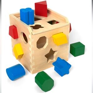 Melissa & Doug Wooden Shape Sorting Cube Toy
